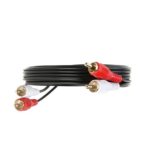 WireZee 2RCA to 2RCA Stereo Audio 10FT Cable - RCA Male to Male Cord for TV, Amplifier, Speaker, DVD, Home Theater, Hi-Fi Sound System – Dual RCA Subwoofer Cable – Gold-Plated Connectors