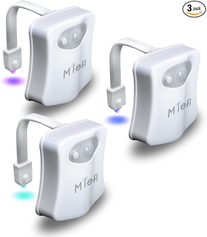 Toilet Light Motion Sensor Activated 16 Colors Changing, 3 Pack LED Toilet Seat by MIEFL