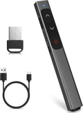 M Monoie Wireless Presenter, Laser Pointer Clicker for Keynote, Laptops, Google Slides - Supports Hyperlinks and Volume Control (Gray Pen/Red/USB Interface)