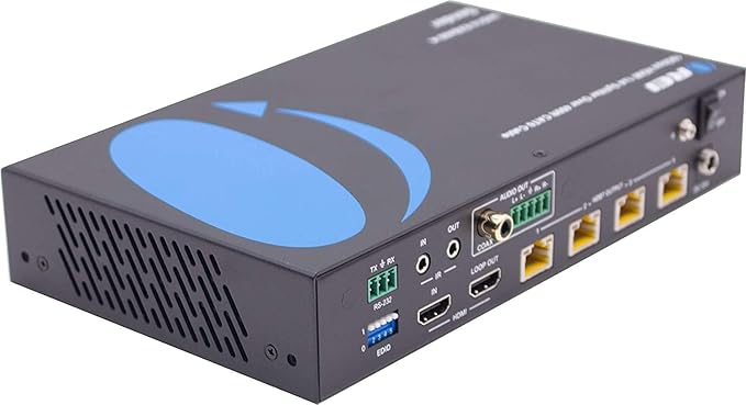 OREI 1x4 HDMI Extender Splitter HDBaseT 4K, Multiple Over Single Cable CAT6/7 4K@60Hz 4:4:4 HDCP 2.2 With IR Remote EDID Management, HDR - Up to 400 Ft - Loop Out - Low Latency - Full Support
