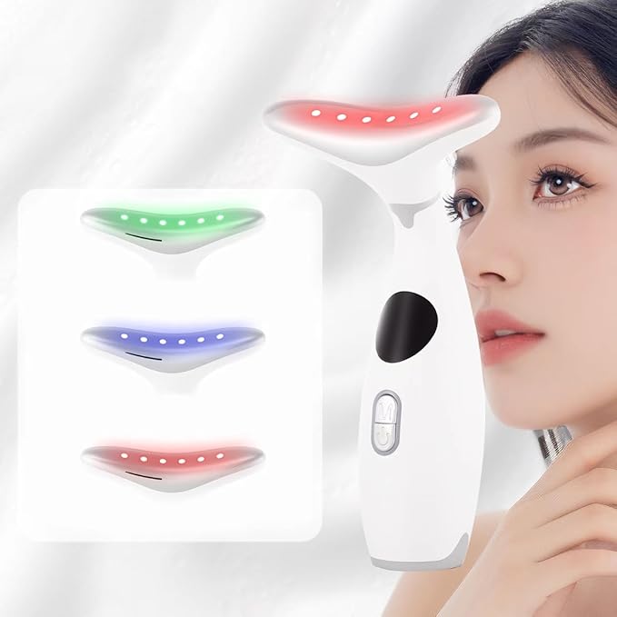 Sveekery Facial Sculptor with Red Light Therapy, Microcurrent & Vibration Massager, Portable Anti-Aging Device for Face and Neck Care, Wrinkle Reducer Face Lift Tool (White) – Valentine’s Gift