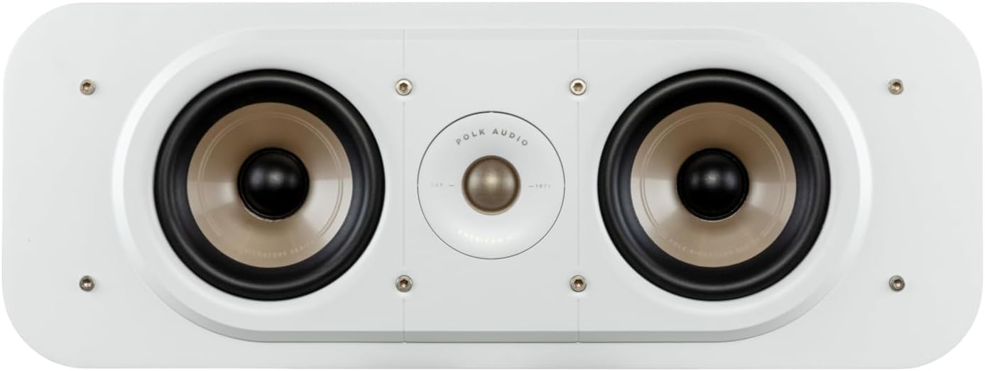 Polk Signature Elite ES30 Center Channel Speaker, Home Theater Speakers, Hi-Res Audio Certified, Dolby Atmos & DTS:X Compatible, 1" Tweeter & Two 5.25" Woofers, Dual Power Port Bass, Stunning White