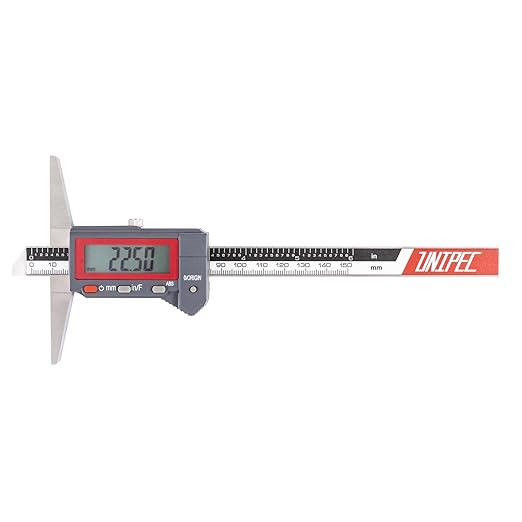 UNIPEC Absolute Digital Depth Caliper 0-150mm / 0-6", ±0.02mm Accuracy, 0.01mm/0.0005" Resolution, Electronic Depth Gauge with Locking Dial, Precision Measuring Tool for Machining & Inspection