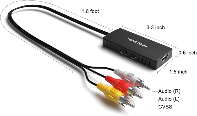Dingsun HDMI to RCA Converter Adapter HDMI to Older TV Adapter for Apple TV, Roku, Fire Stick, DVD, Blu-ray Player ect.