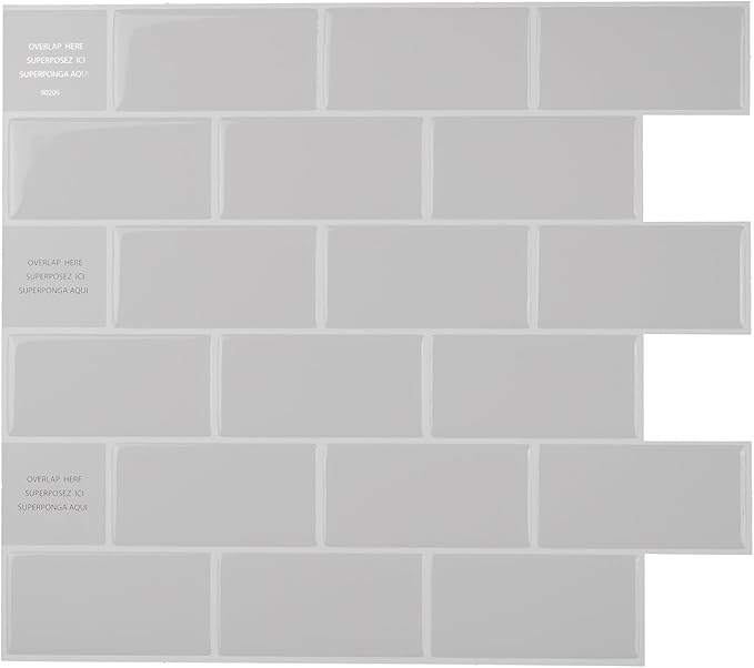 SMART TILES Peel and Stick Backsplash- 10 Sheets of 10.95" x 9.70" - 3D Adhesive Peel and Stick Tile Backsplash for Kitchen, Bathroom, Wall Tile, Cassandra