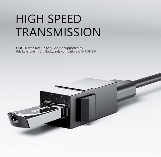 PANPEO USB 3.0 Keystone Jack Insert – Female to Female Coupler - Image 3