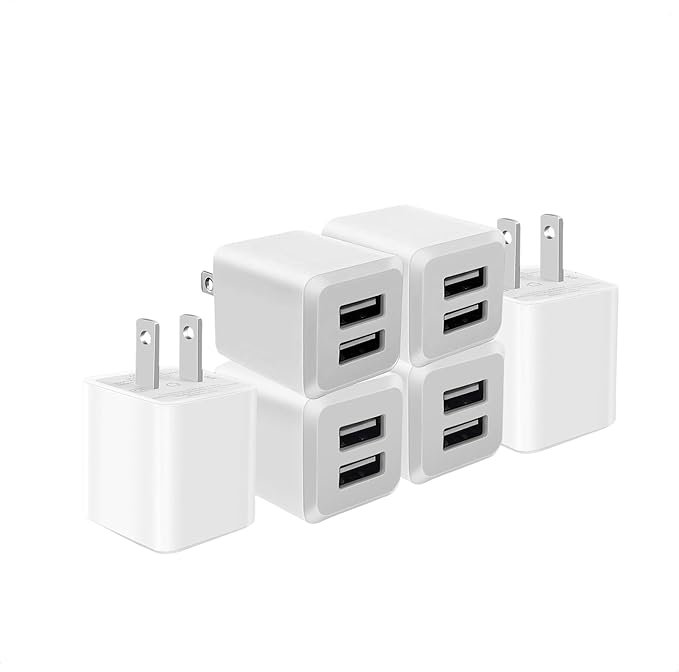 USB Wall Charger, Charger Block, Dual A Port Plug Cube, Power Adapter Charging Plug Box Brick for Phone 16 15 14 13 12 11 Pro Max SE XS XR X 8 7 6, Android Phones, and More (Creamy White)