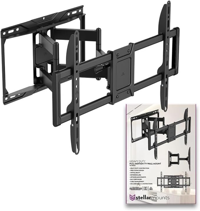 Heavy Duty Dual Arm Articulating Wall Mount Bracket for QF Series QLED 4K UHD Smart Fire TV NS65-UQFL26 65 InchTV - Tilt & Swivel/Pull Out 2.8"-16.6"/ Holds 165 lbs