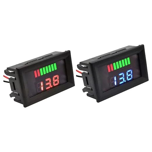 Battery Charge Level Indicator Car Battery Capacity Meter Tester Checker 12V-60V Red Motorcycle Checker Auto Tester Fuel Gauge Indicator