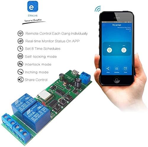 Newgoal Wireless Jog Relay momentary/self-Locking Switch Module DIY Smart Home Remote Control WiFi Relay Switch Ewelink App Compatible with Alexa Echo Google Home IFTTT (DC2)