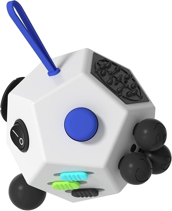 Fidget Dodecagon –12-Side Fidget Toys Cube Relieves Stress and Anxiety Anti Depression Travel Toy Christmas Stocking Stuffers Gifts for Children and Adults(A2 White)