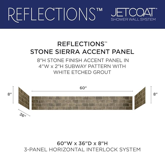 Miseno MSW-603696RFL Readyset 60" X 36" X 96" Fifteen Panel Alcove Shower Wall Kit - Stone Sierra