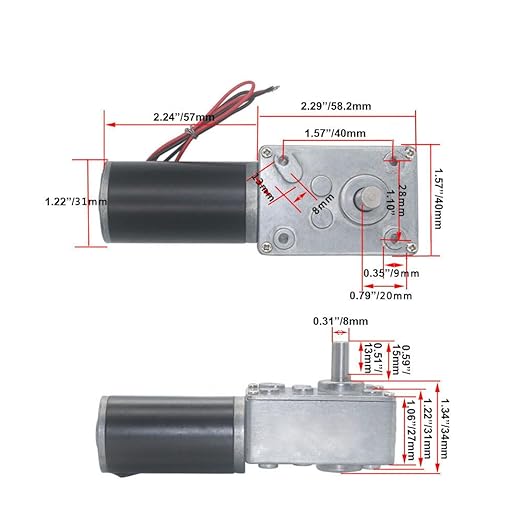 Bringsmart Self-Locking 24V 160rpm DC Worm Gear Motor 10kg.cm Reversed Mini Turbine Geared Motor for DIY Robot Curtain Machine Rotating Table Door Lock (24V 160rpm)