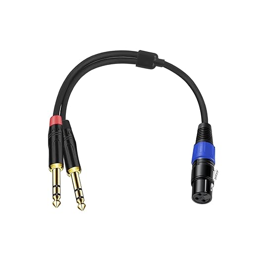 Jozzai 6.35mm Dual TRS to XLR Female Cable for Microphone, Mixer, Amplifier, 1.5 FT, Dual1/4 TRS Male to XLR Audio Cable, Y Splitter Patch Cord, 3-PinXLR to Dual 1/4 Converter Adapter Cable