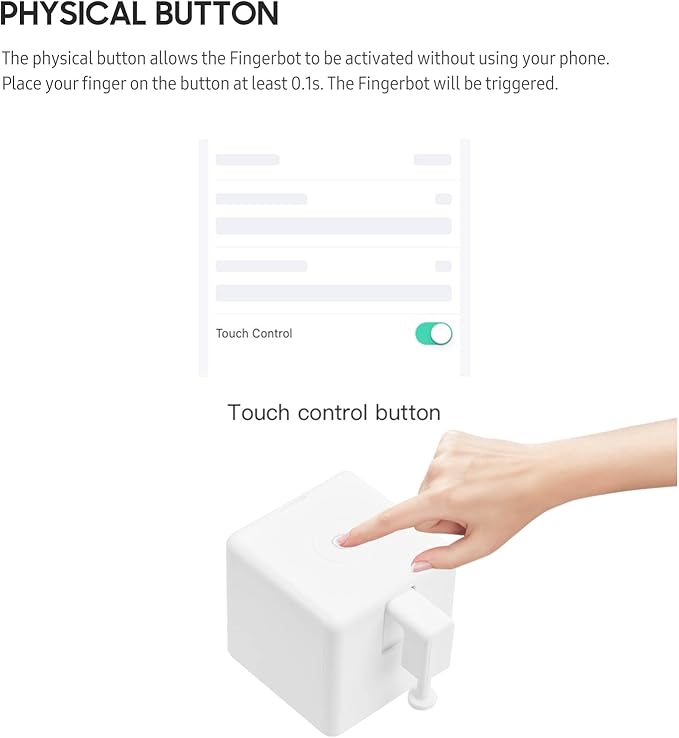 Irfora Mini BT Fingerbot Home Automation Controller with Touch Button APP Control Voice Control Schedule Timer Fingerbot Home Appliances Switch Pusher Smart Controller (BT Gateway Required)