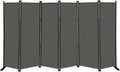 MAYOLIAH 6 Panel Folding Privacy Screen 9ft Wide, 6ft Tall Partition Room Divider Portable Office Walls Dividers Room Separator, Grey