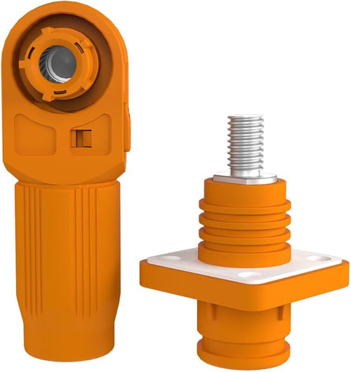 1 Set Battery Energy Storage Connector, Quick Plug Terminal High Current Connectors Right Angle Plug and Socket IP67 Waterproof Power Connector Stud Wiring Method 150A 35mm² (150A, Orange)