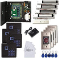 MENGQI-CONTROL 4 Doors Access Control System Infrared No Touch Exit Keypad Scanner 600lbs Electric Magnetic Lock 110V Metal Power Box RFID Reader RFID Card Key Fob(Phone APP remotely Open Door)