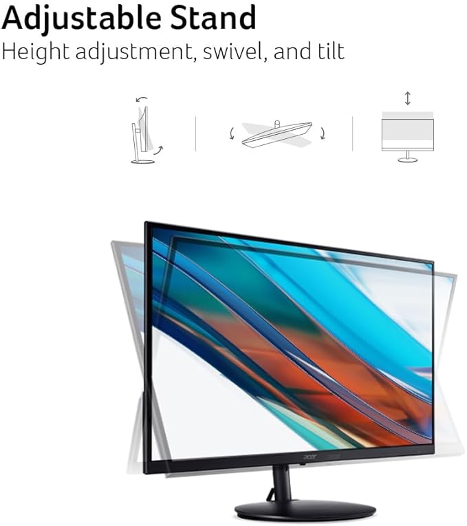 Acer SH272 G0bih 27" IPS Full HD (1920 x 1080) Ultra-Thin Gaming Office Monitor | Adaptive-Sync Support (FreeSync Compatible) | Up to 120Hz Refresh | 1ms (VRB) | Adjustable Stand | HDMI & VGA Ports