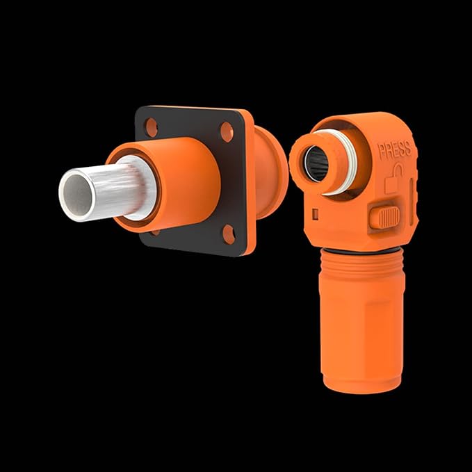 1 Set Battery Energy Storage Connector, 100A 16mm² High Current Connectors Quick Plug Terminal Orange Right Angle Plug and Socket IP67 Waterproof Power Adapter Crimping Wiring (100A, Orange)
