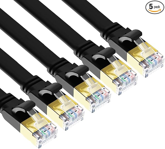 Yauhody CAT 8 Ethernet Cable 6ft 5 Pack, Flat CAT8 Cable Patch Cord, Faster by Yauhody