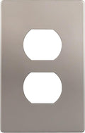 ENERLITES, Nickel Elite Series Duplex Outlet Receptacle Cover, Screwless Wall Plate, Standard Size, 1-Gang 4.68" x 2.93", Unbreakable Polycarbonate Thermoplastic, UL Listed, SI8821-NK