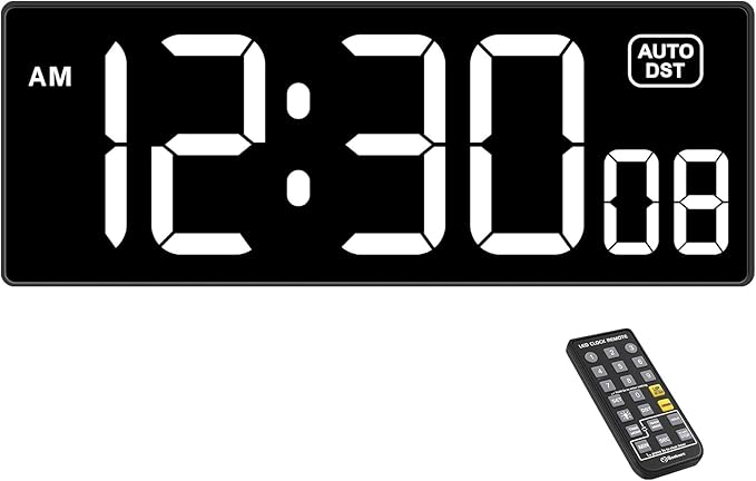 Soobest Digital Wall Clock with Seconds for Gym, Remote Countdown Timer Large LED Display 5 Dimmer, (10.2" White)