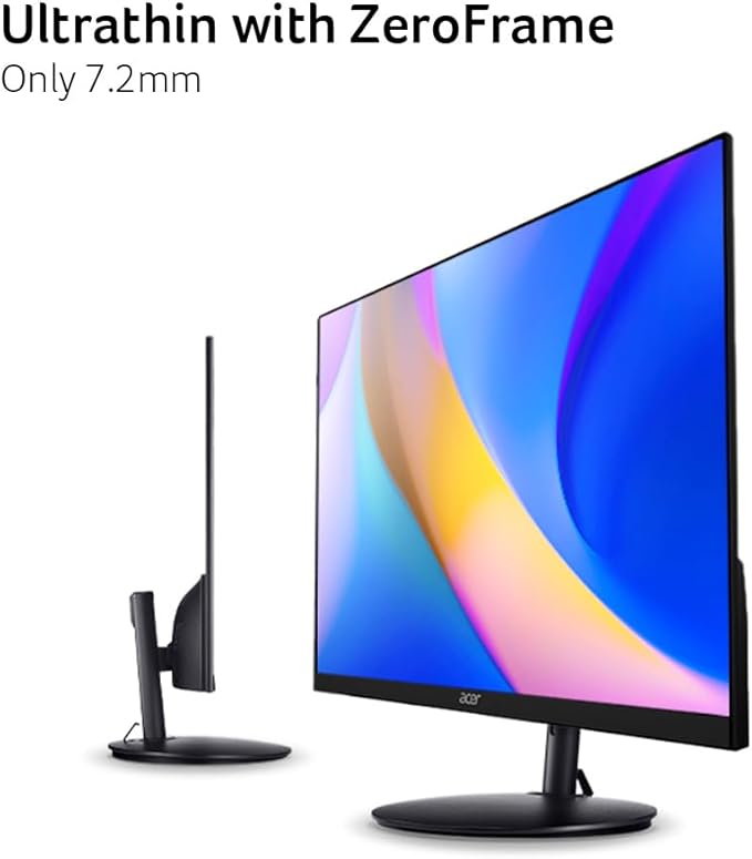 Acer SH272 G0bih 27" IPS Full HD (1920 x 1080) Ultra-Thin Gaming Office Monitor | Adaptive-Sync Support (FreeSync Compatible) | Up to 120Hz Refresh | 1ms (VRB) | Adjustable Stand | HDMI & VGA Ports