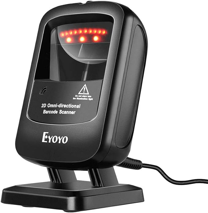 Eyoyo 1D 2D Desktop Barcode Scanner, Omnidirectional Hands-Free USB Wired by Eyoyo