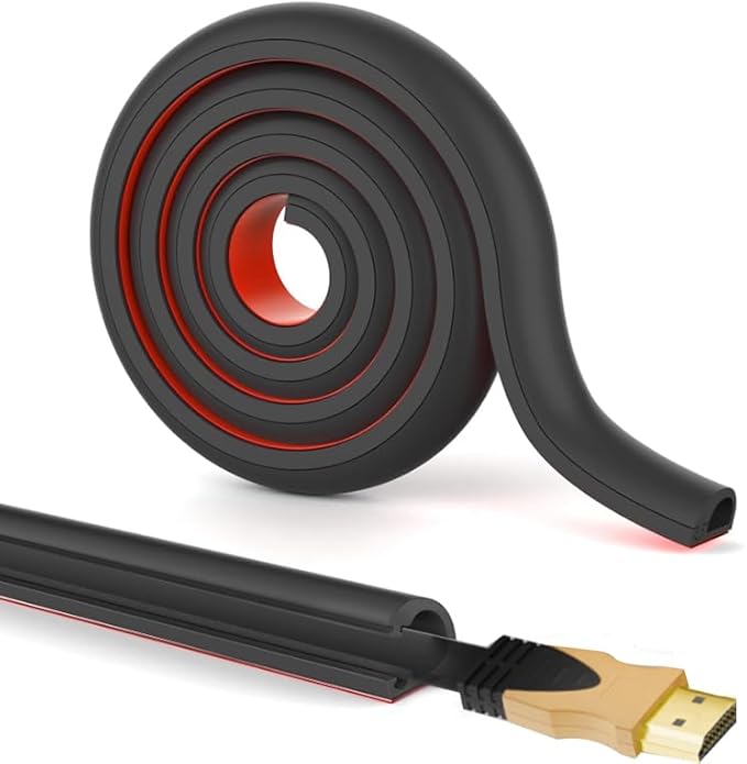 RPXRPXSide Open One Cord Cable Raceway Wire Cover for Cords, Our Cable Track is Best Suited for one Wire (Diameter <0.27"),Wire Raceway Management Cable Concealer Channel (Black, 39in)