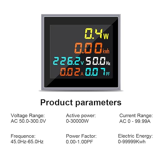 KETOTEK AC Current Voltage Amperage 6in1 Power Energy Monitor LCD Digital Display Voltmeter Ammeter AC 50.0-300.0V 100A Mini Multimeter Volt Amp Watt Meter with Current Transformer CT