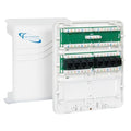 ICC Compact Plastic Structured Media Enclosure with Cover, Small Wiring Enclosure with CAT5e 8-Port PoE++ and 1x8 Bridged Telephone, 7.5 x 6.5 x 3.5 Inch, UL Listed TAA Compliant, ICRDSMMBW1