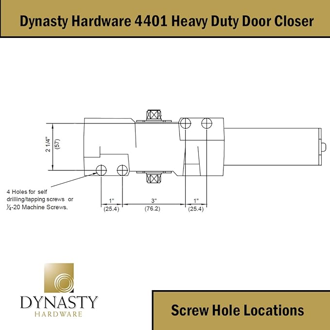 Dynasty Hardware Door Closer, Grade 1 Heavy Duty Commercial Hydraulic Closer & Hold Open Arm, Self-Closing, Adjustable Spring Size 1-6, ADA Compliant, Surface Mount, Sprayed Aluminum, Series 4401