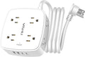 Surge Protector Power Strip - YISHU 8 Widely Outlets with 2 USB-C(PD 30W) and 2 USB-A Ports, 3 Side Outlet Extender with 6Ft Flat Plug Extension Cord, Wall Mount, Desk USB Charging Station, ETL,White