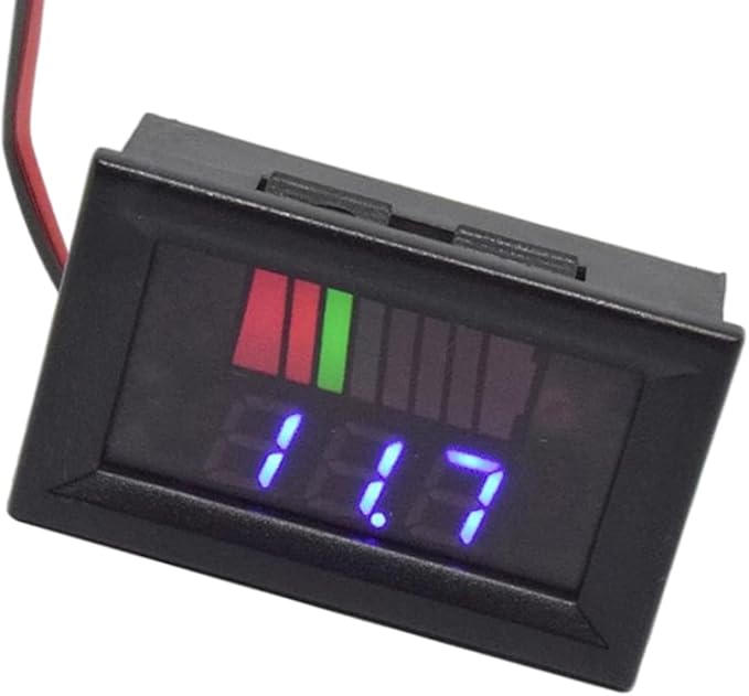 Battery Charge Level Indicator Universal Car Battery Capacity Meter Tester Checker 12V-72V Blue Car Battery Tester Motorcycle Battery Checker Battery Fuel Gauge Indicator Battery Capacity Meter Teste