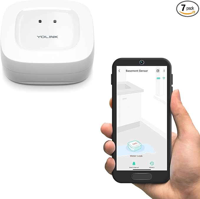 YoLink Water Leak Detector, 1/4 Mile World's Longest Range, Wireless Smart Water Leak Sensor, Alexa, IFTTT, Hub Required