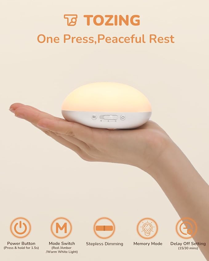 TOZING Baby Night Lights for Nursery – Portable Night Light with Minimalist Design, Nursery Night Light for Breastfeeding, Memory & Timer Modes, Ultra-Long Battery Life