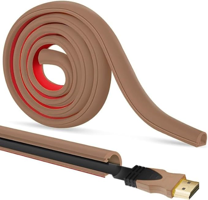 RPXRPXSide Open One Cord Cable Raceway Wire Cover for Cords, Our Cable Track is Best Suited for one Wire (Diameter <0.27"),Wire Raceway Management Cable Concealer Channel (Brown, 390in)