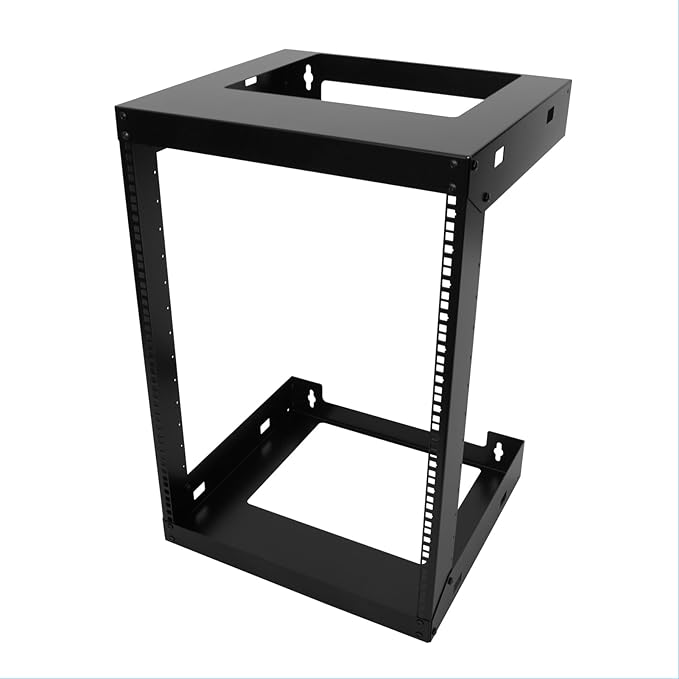 Raising Electronics 15U Wall Mount Open Frame 19 Inch Server Equipment Rack Threaded 15 Inch Depth Black (15U)