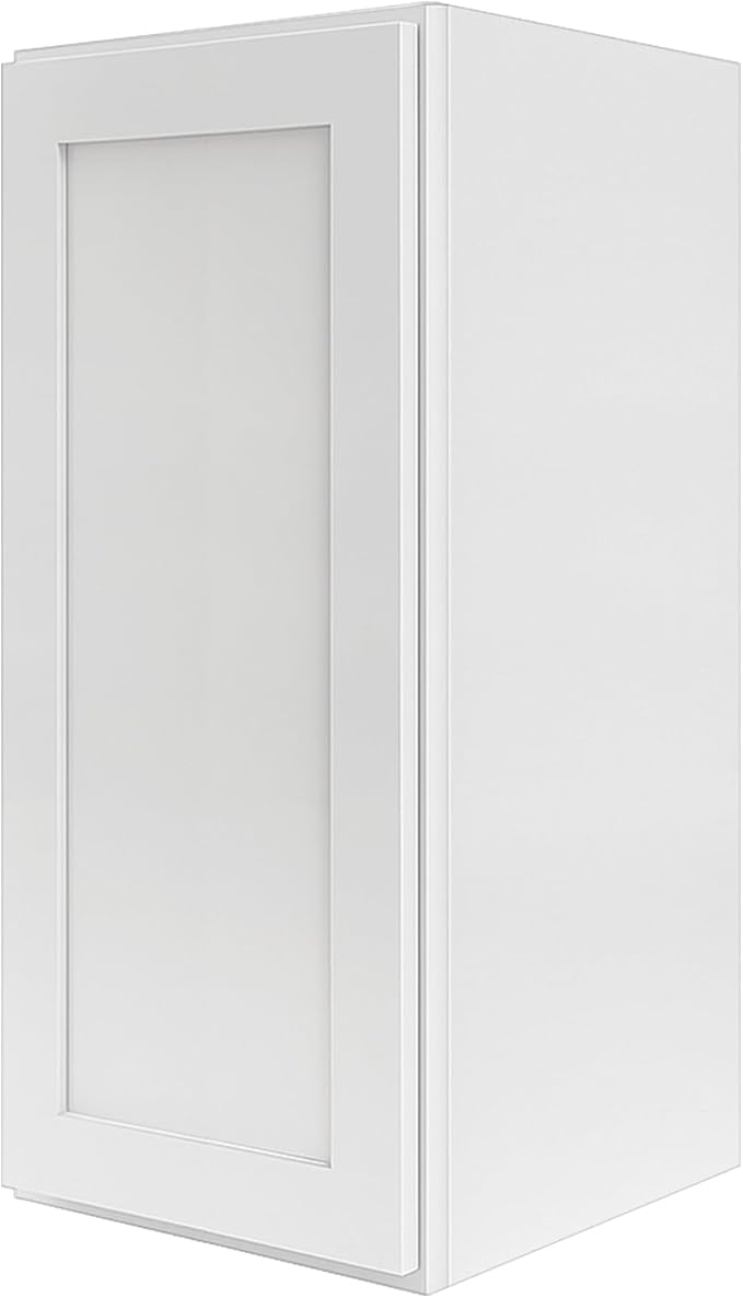 Wall Kitchen Cabinets, RTA Cabinets, White Shaker Cabinet, Wall Mounted, RTA Upper Cabinet, Modern for Kitchen and Bathroom with Door (White, 15" W x 42" H x 12" D)