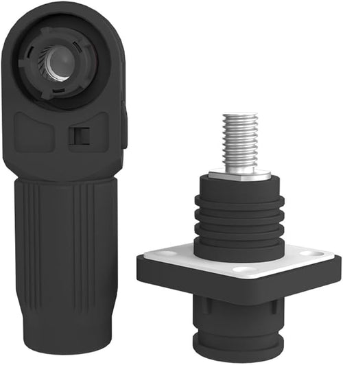 1 Set Battery Energy Storage Connector, Quick Plug Terminal High Current Connectors Right Angle Plug and Socket IP67 Waterproof Power Connector Stud Wiring Method 120A 25mm² (120A, Black)
