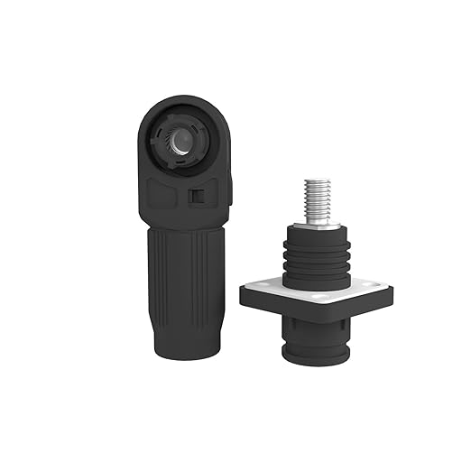 450A Battery Energy Storage Connector, 185mm² High Current Connectors IP67 Waterproof Stud Wiring Power Adapter Quick Plug Terminal Right Angle Plug and Socket (1500V Black+Orange)