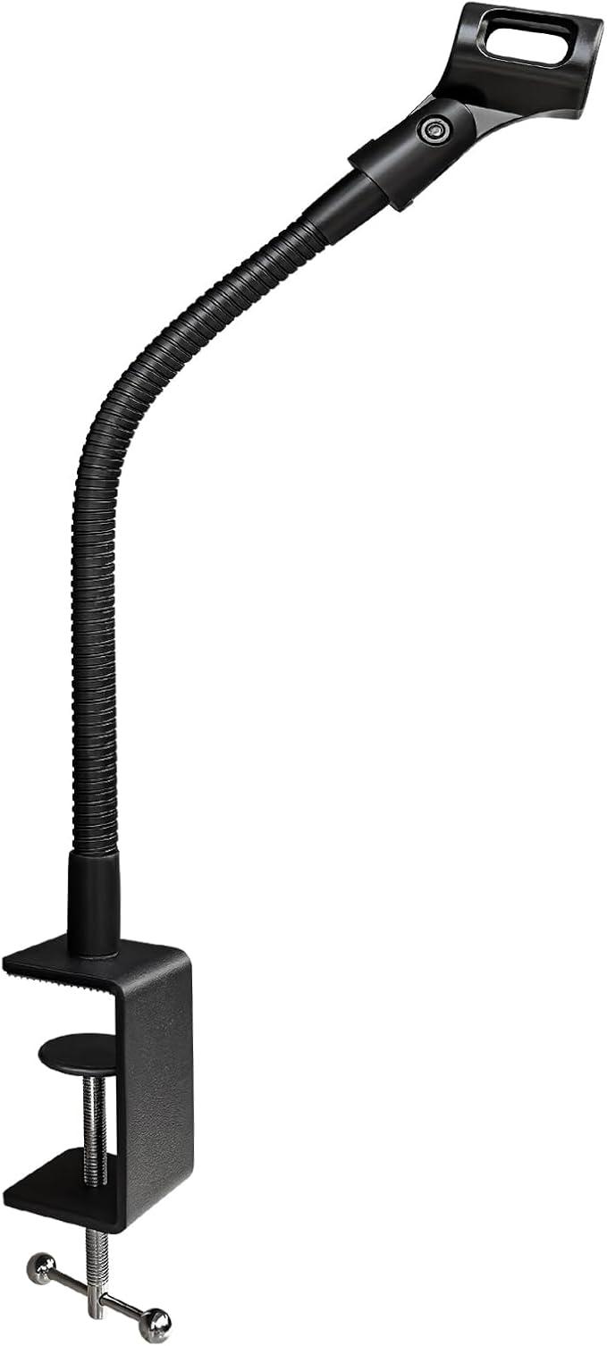 13-INCHS Flexible Gooseneck Microphone Stand with Heavy Duty Desk Clamp for Podcast, Meetings, Lectures, Radio Broadcasting Studio, Live Broadcast Equipment, TV Stations