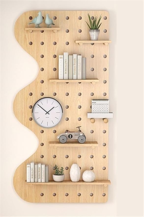 Natural Wooden Wall Organizer - Versatile Hanging Display Panel for Home, Office, Kitchen, Entryway - 15.7"x47.2" Perforated Storage Solution