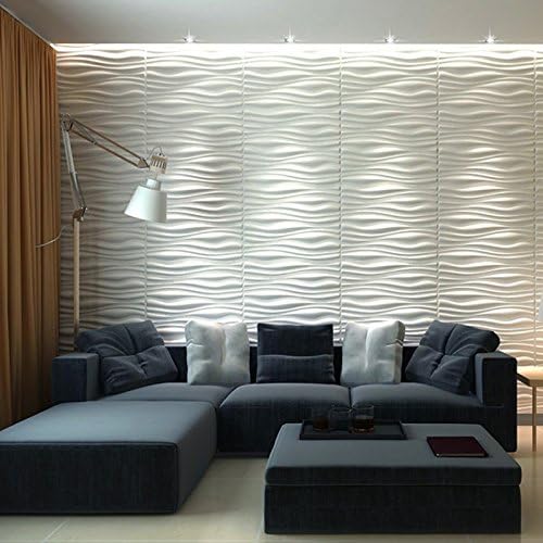 Art3d Decorative 3D PVC Wall Panel for Interior Décor, 6-Pack 24.6 x 31.5 in., Wave 2