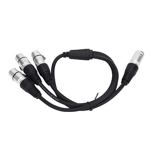 Estink XLR Splitter Cable 3 Pin Male to 3 Female Y Splitter with Zinc Alloy Connectors for Balanced Audio Signal in Studio Live Performance 2ft