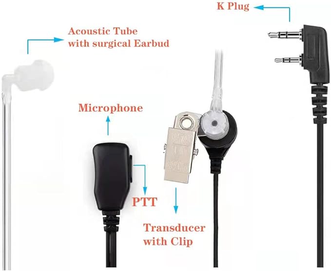 Walkie Talkies Earpieces with Mic 2 Pin Covert Air Acoustic Tube Headset - Image 5