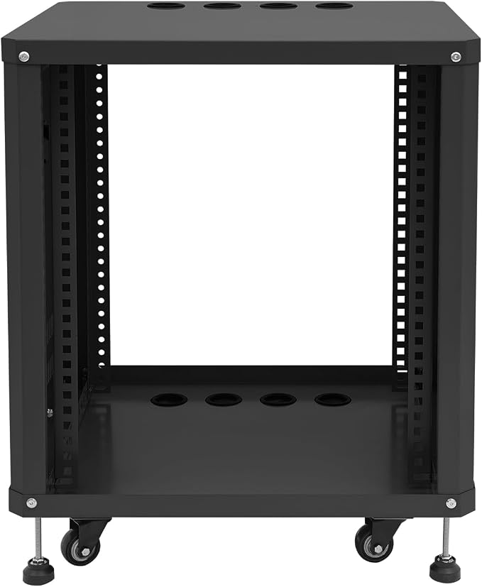 12U Stereo & Studio Rack with Wheels, Open Frame Audio Rack Cabinet, Rolling - Image 3