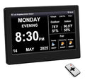 FEYBYLA 2025 New Digital Clock with Temperature/Humidity & Weather Forecast, Auto Time Sync Large Display, Custom Alarms & Medication Reminders, Ideal for Elderly(Black, 7-Inch)