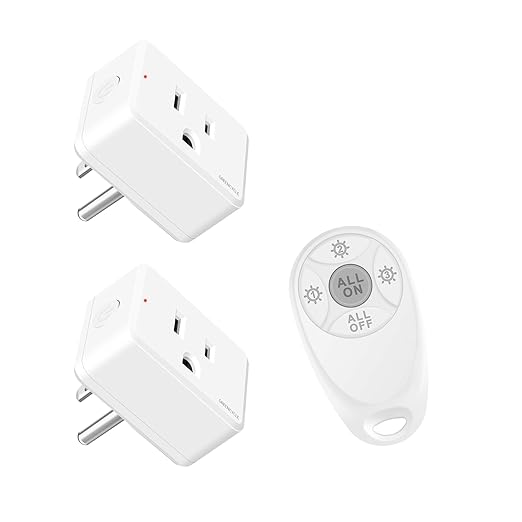 Greencycle Remote Control Outlet,Wireless Light Switch and 2 Outlet Plugs,Remote Outlets Switch,No Wiring Needed,500ft Range Coverage,15A/1500W for Lamps,Fans,TV,FCC Certified, White